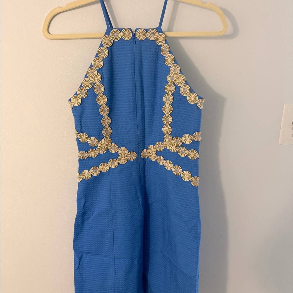 Lilly Pulitzer Blue Dress with Gold Accents
